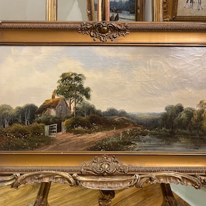 Fine Original Oil Painting Romanti 19th Century Antique in Gold Gilt Frame