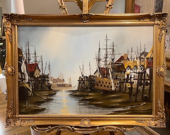 Huge Original Oil Painting Ken Hammond in a beautiful Gold Gilt Frame