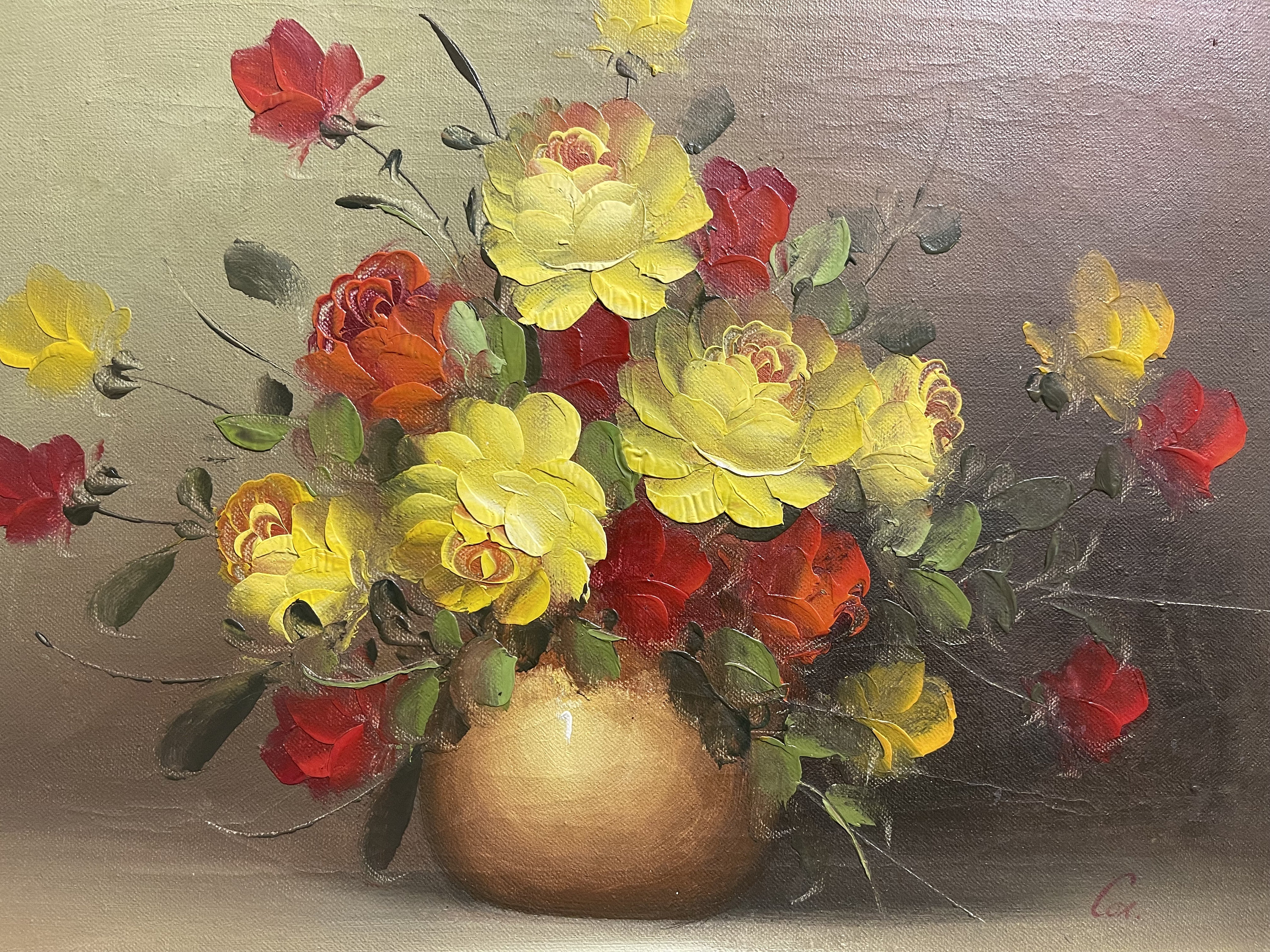 ORIGINAL Oil Painting Beautiful Flowers Signed and in a