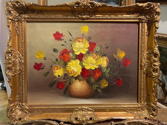 ORIGINAL Oil Painting Beautiful Flowers Signed and in a