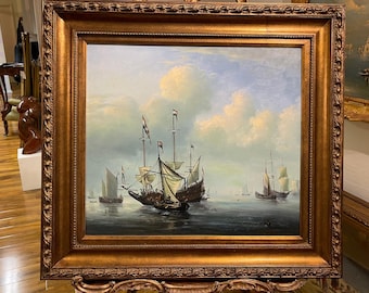 ORIGINAL Oil Painting Old MASTER Style Piece 21th Century French Battle Scene Beautiful Gold Gilt Frame