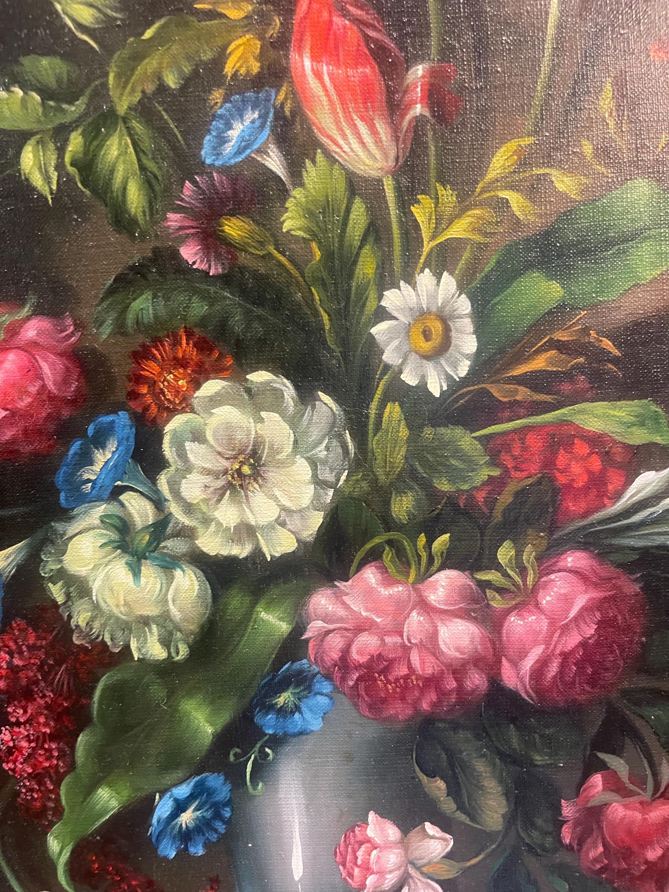 絵画 Oil painting of beautiful flowers. ORIGINAL Oil Painting Beautiful Flowers Signed and in a