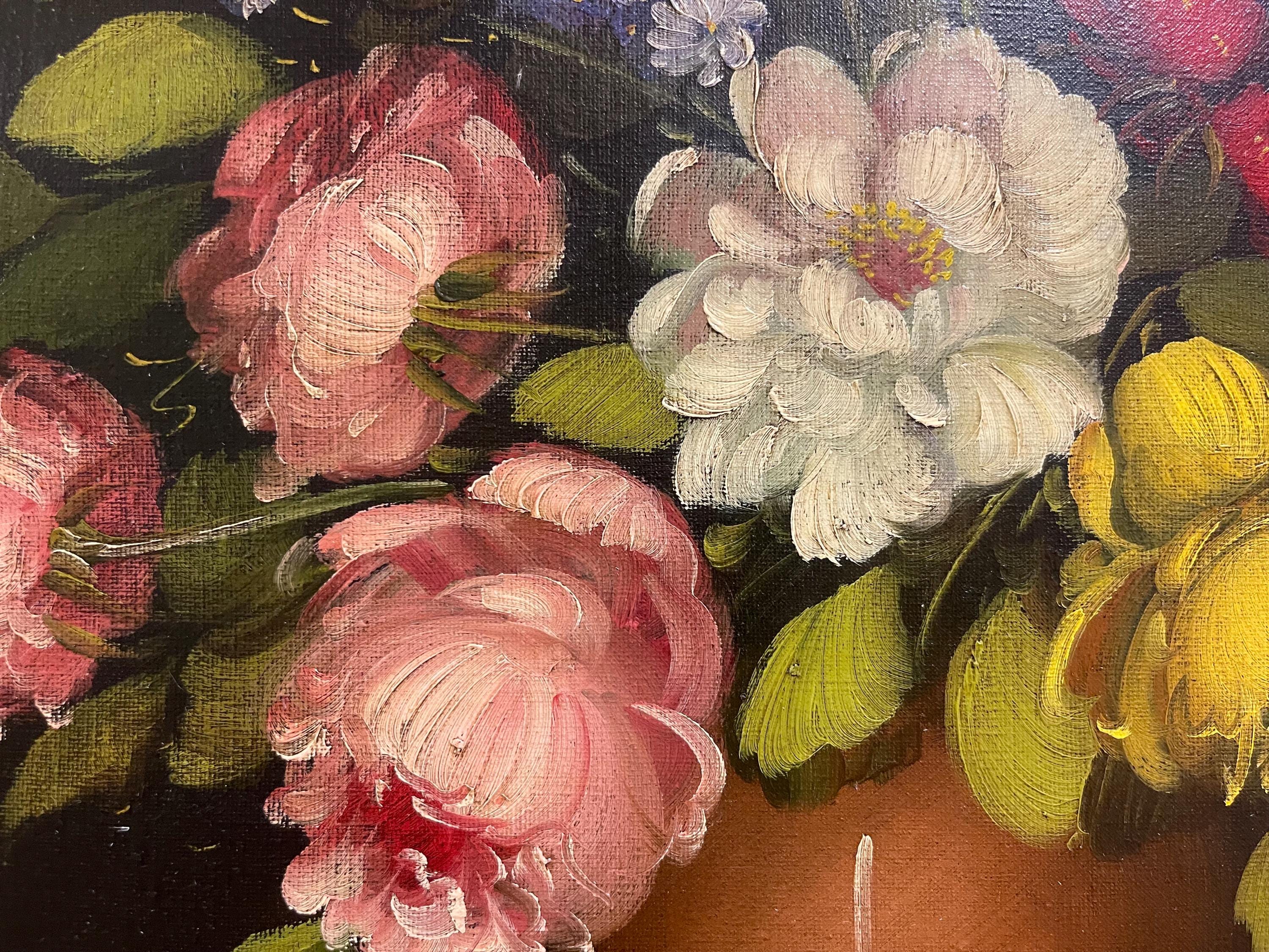ORIGINAL Oil Painting Beautiful Flowers Signed and in a