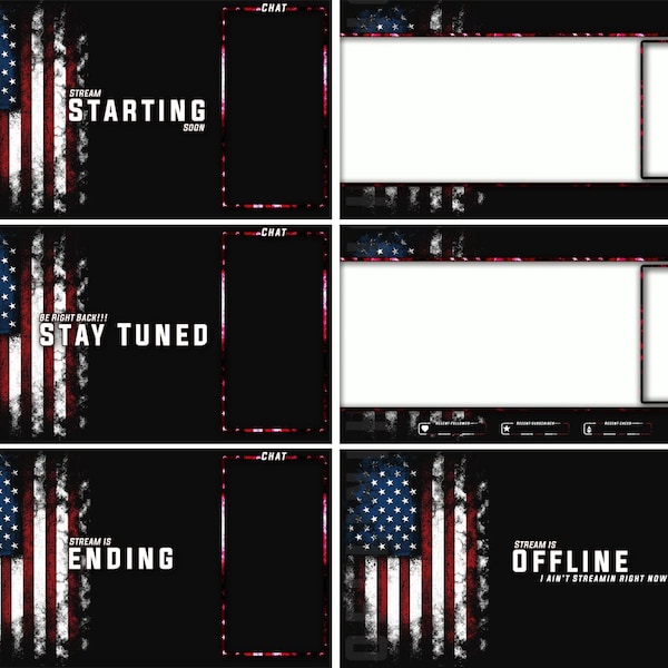 Patriot Twitch Overlay (Digital Download PNG Files)