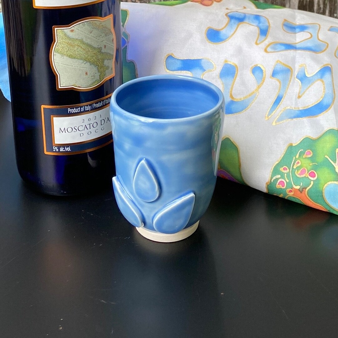 Ceramic Kiddush Cup for Shabbat, Pesach and Holiday Wine Blessings