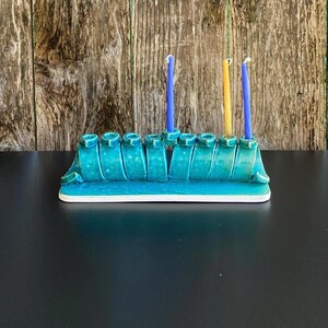 Menorah for Hanukkah. Handmade Chanukiah. Ceramic Holiday Gift. Modern rustic chic Judaica
