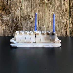 Chanukah Menorah. Ceramic Menorah for Hanukkah. Modern Handmade Judaica Holiday Gif