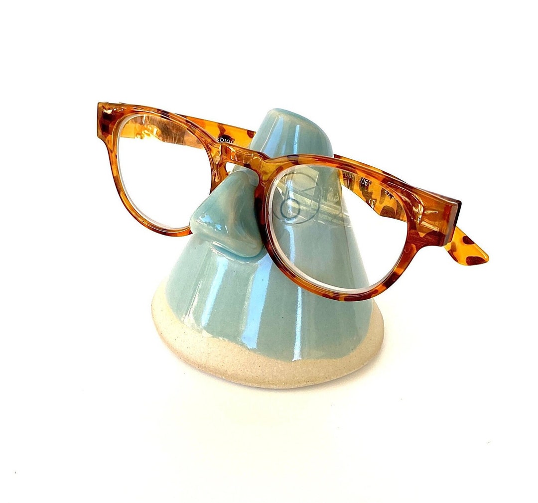 Eyeglasses Holder. Ceramic eyeglasses stand. Light blue