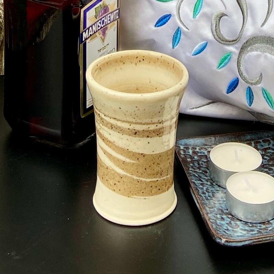 Ceramic Kiddush Cup for Shabbat, Passover, Holiday Wine Blessings