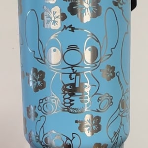 30oz water bottle tumbler with handle- “blue alien”