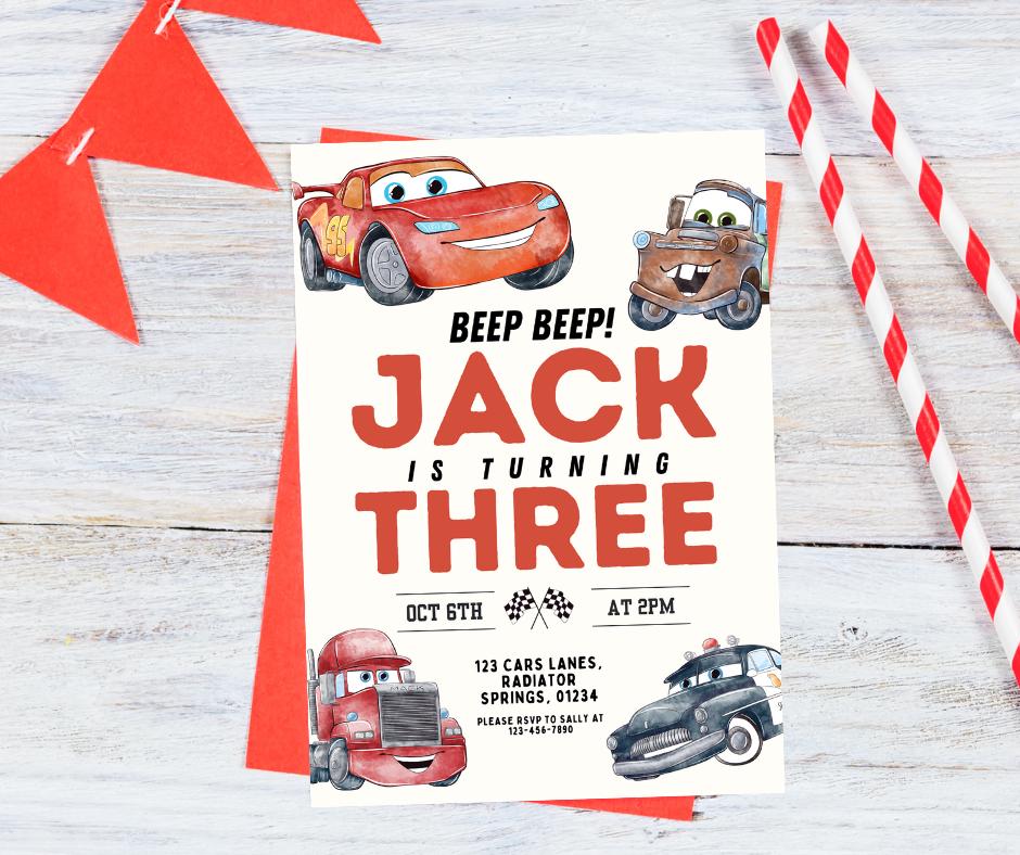 Lightning McQueen Birthday Invitation Template