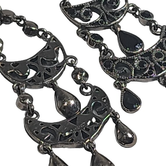 Monet 3 inch black chandelier earings. Gun metal, 