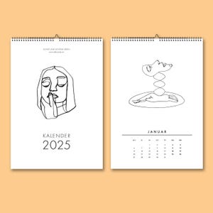 Calendar 2025 | Art calendar | Wall calendar | Line art | DIN A3 | Christmas gift | New Year&#39;s Eve