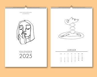 Calendar 2025 | Art calendar | Wall calendar | Line art | DIN A3 | Christmas gift | New Year's Eve