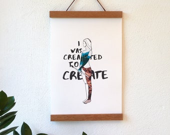 Christmas present | Art print | Poster | Gift | Collage | Print with wooden poster rail | Type | Wall decoration