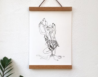Kunstdruck | Poster | Wolfsfrau | Women | Druck mit Posterschiene aus Holz | Art | Wanddeko | Digitaldruck
