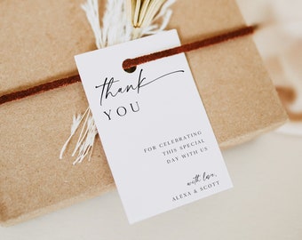 Thank You Tags, Wedding Gift Tag Template, Printable Minimalist Favor Tag, Personalized, Instant Download, Corjl