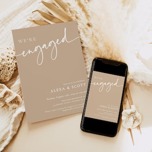 Modern Engagement Invitation Template, We're Engaged Invitation, Classic Engagement Party Invite, Engagement Announcement