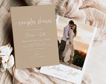 Minimalist Couples Shower Invite, Modern Couples Shower Invitation, Beige Engagement Party Invites, Neutral Tones Co-Ed Shower