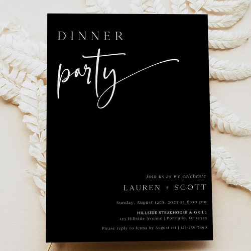 Editable Printable Classic Dinner Party Invitation Template Eucalyptus Instant Download Birthday