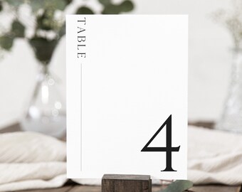 Modern Table Number Template, Minimalist Wedding Table Number, Printable Wedding Table Decor, Editable Instant Download