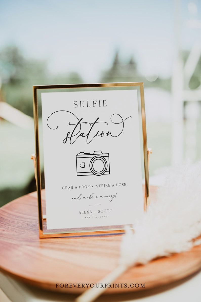 Selfie Station Sign Template, Printable Minimalist Wedding Photo Booth Sign, Modern Photobooth ...