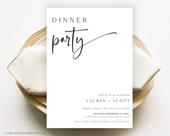Dinner Party Invitation Template Rehearsal Dinner Invite - Etsy