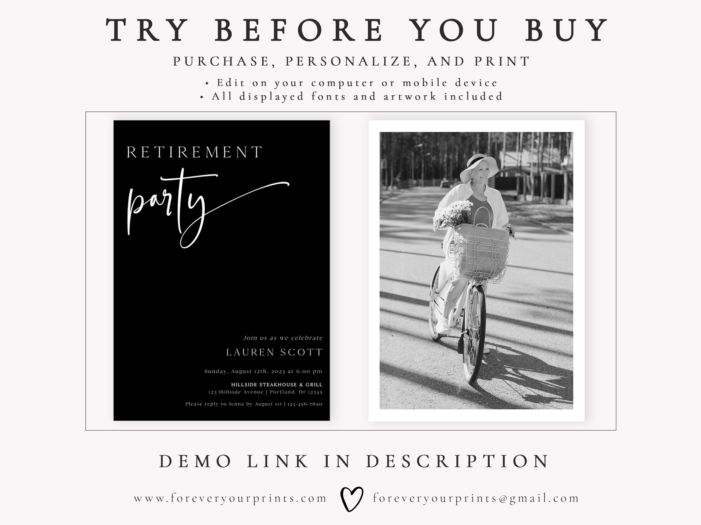 Retirement Invitation Template, Modern Retirement Party Invite