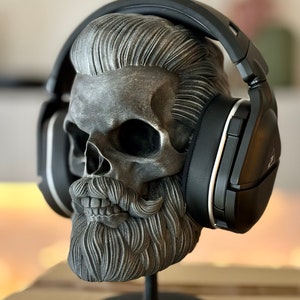 Soporte para auriculares Busto de calavera impreso en 3D - Diseño único