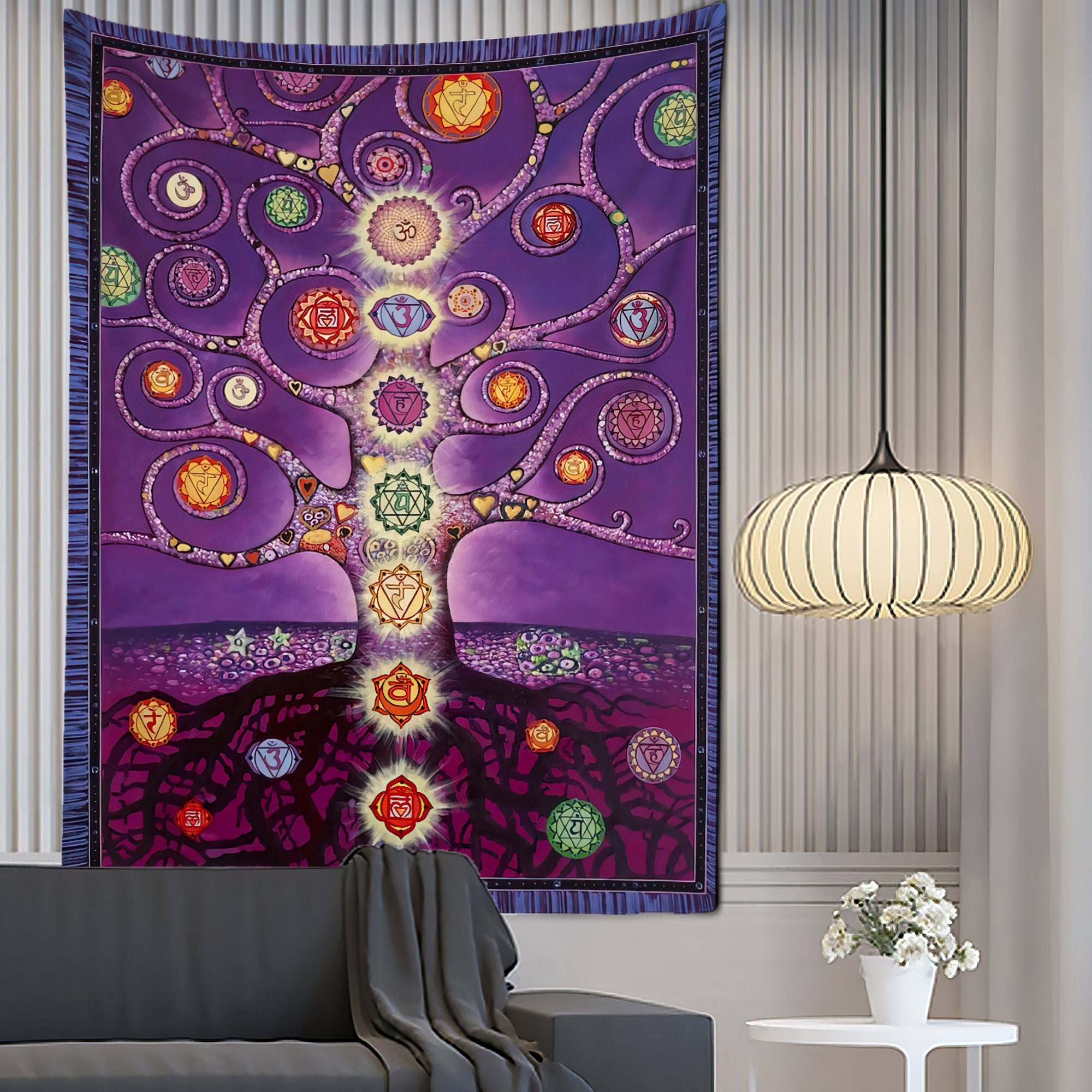 Seven Chakra Tree of Life Tapestry Fortune Tree Totem Etsy