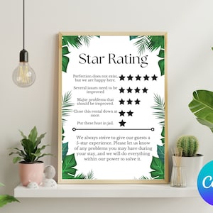 Airbnb 5 Star Review Template Modern Printable Mega Super Host VRBO