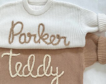 Custom Hand-Embroidered Baby Name Sweater, Personalized Baby Sweater with Name, New born gift for new Mom, new born Gift for Baby Girls Boys