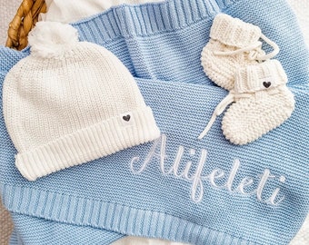 Coperta con nome per bambino ricamata personalizzata, coperta con nome per bambino personalizzata, regalo appena nato per nuova mamma, neonato e ragazza