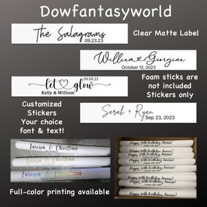 Customized sticker labels specifically designed for LED foam sticks, Personalized Birthday/wedding/graduate Foam sticks