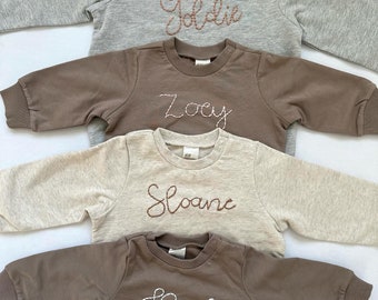 Custom Hand-Embroidered Baby Name Sweatshirt, Stitched Baby name Sweatshirt, New born gift for new Mom, new born Gift for Baby boy and girl