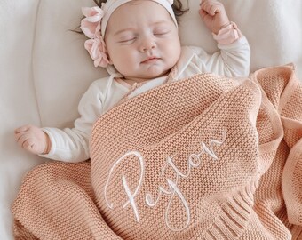 Manta bordada personalizada con nombre de bebé, manta personalizada con nombre de bebé, regalo de recién nacido para nueva mamá, bebé niño y niña