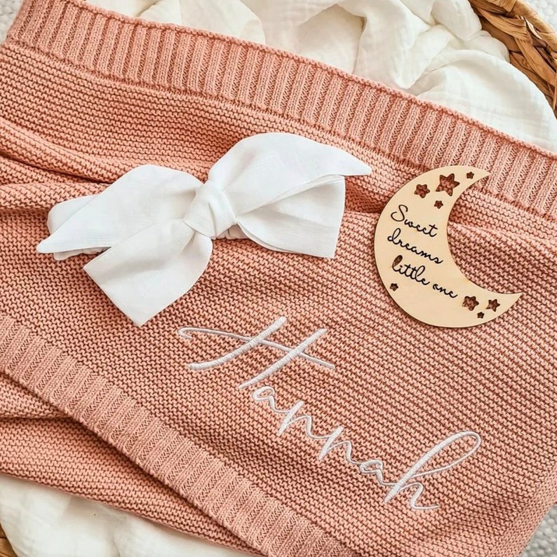 Coperta con nome per bambino ricamata personalizzata, coperta con nome per bambino personalizzata, regalo appena nato per nuova mamma, neonato e ragazza immagine 7