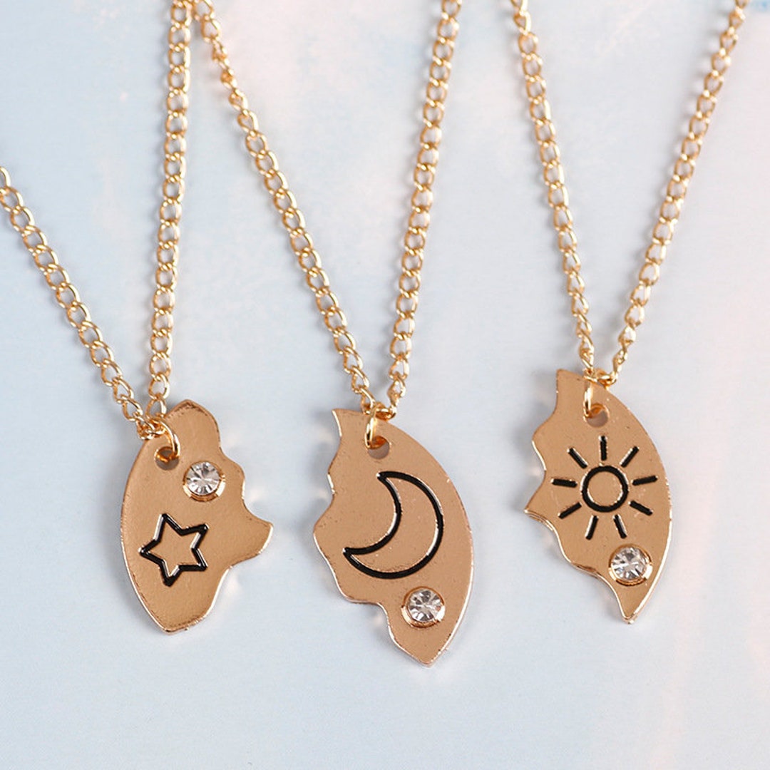 Sun Moon and Star Pendant Set 3 Piece Necklace Set BFF - Etsy