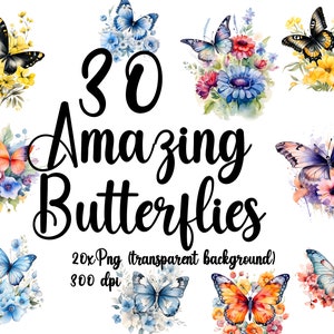 Watercolor butterflies 20 X PNG (transparent background) butterflies PNG for commercial use butterflies clipart PNG