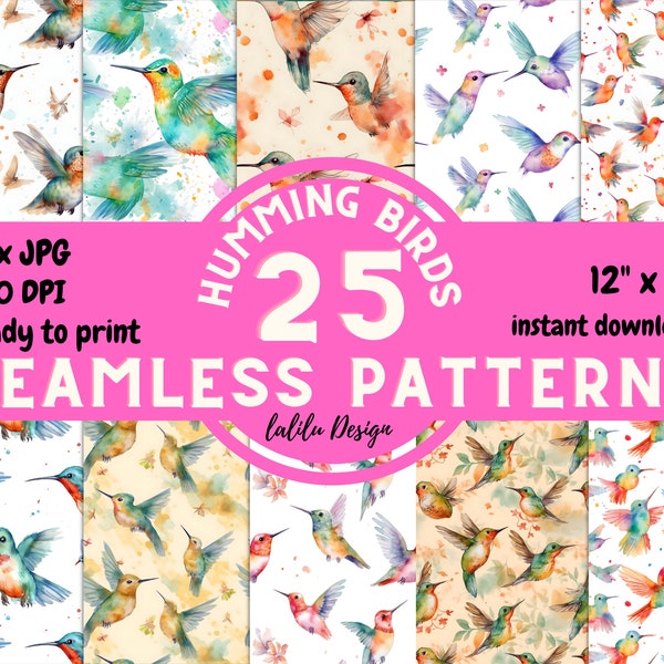 25 Hummingbirds Seamless Pattern Patterns for instant printing Private and commercial use Digital Paper Fabric pattern wrapping paper