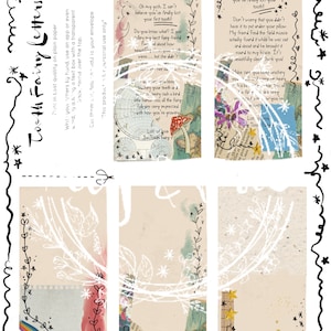 May include: Four printable tooth fairy letter cards with whimsical illustrations and text. The cards feature a rainbow, a mushroom, a deer, and a floral design. The text on the cards includes messages from the tooth fairy.