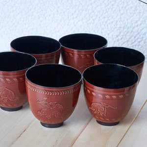 Lacquer Drinking Cup Bowl Elephant Designs Original Lacquerware from Bagan Burma / Myanmar image 8