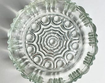 Vintage 1930s Art Deco Anchor Hocking Old Cafe Clear Depression Glass Candy Dish, 6.5"