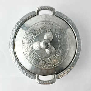Vintage Hand-Forged Everlast Metal Serving Dish with Lid