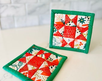 Set of 2 Poinsettia Coasters