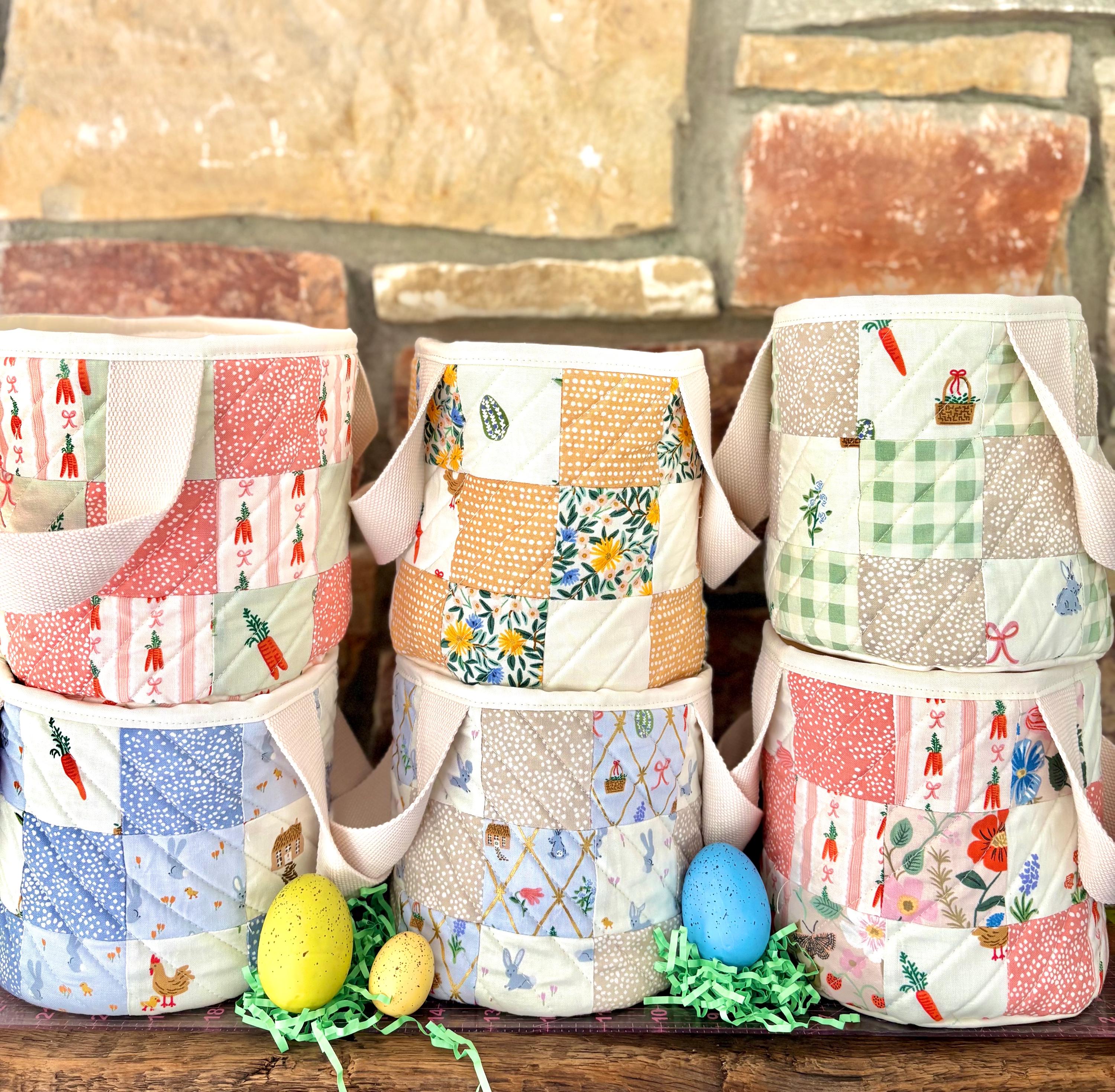キルティングされた家宝の手作りイースターバスケット - Etsy 日本