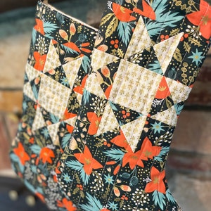 Poinsettia Handmade Quilted Stocking
