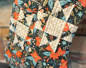 Poinsettia Handmade Quilted Stocking
