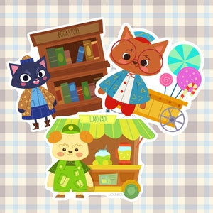 3er Pack Süße Tierhändler Aufkleber - Wasserfest - Laminiert für Flaschendekoration - Scrapbooking - Kartengestaltung - Einladungen -