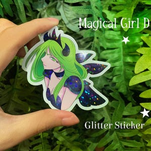 Pack of 5  Magical Girls Stickers - Vinyl Waterproof - Glitter - Holographic - Pixie Dust - Clear Stickers Scrapbook and journaling